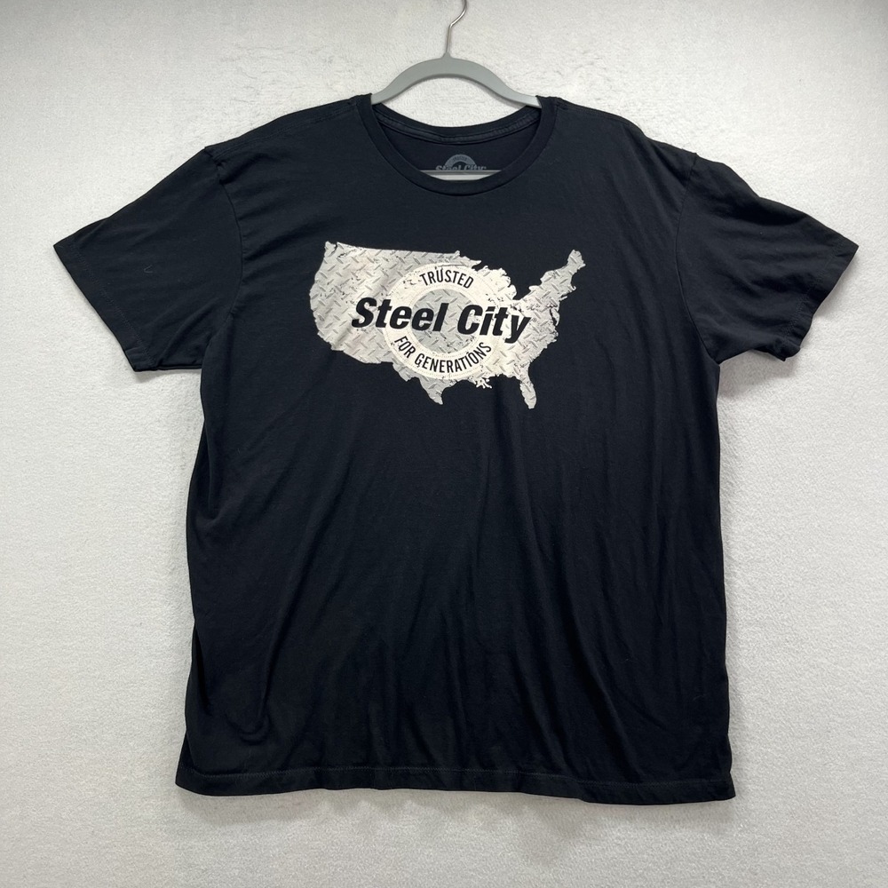 Steel City T Shirt Men's XLarge Black Graphic USA Map Short Sleeve Crew Neck